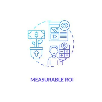 Measurable ROI blue gradient concept icon Stock Illustration