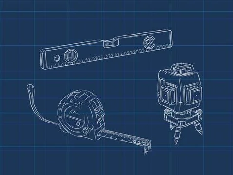 Measurable tools blue Stock Illustration