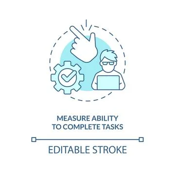 Measure ability to complete tasks turquoise concept icon Stock Illustration