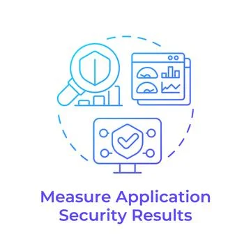 Measure application security results blue gradient concept icon Stock Illustration