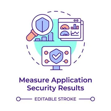 Measure application security results multi color concept icon Stock Illustration