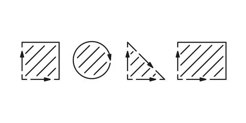 Measure area of shape square, triangle, circle and rectangle, size inside m2 Stock Illustration