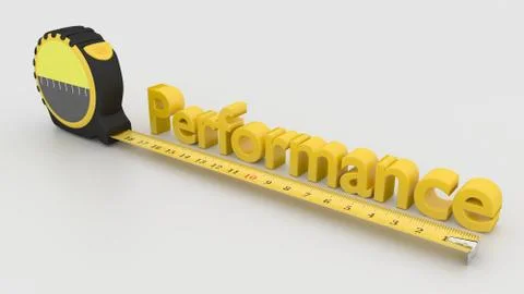 Measure performance concept with tape and 3D text Stock Illustration