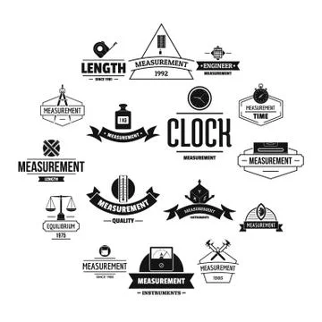 Measure precision logo icons set, simple style Stock Illustration