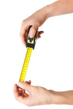 Measure tape in hands Stock Photos