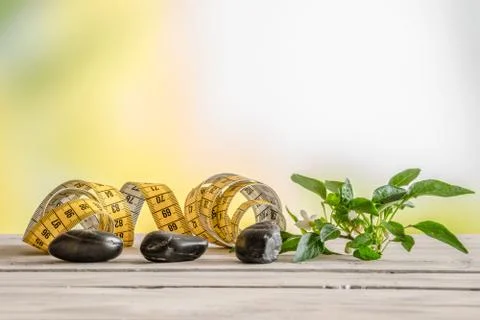 Measure tape on a spa table Stock Photos