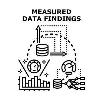 Measured data findings analysis and processing visualization Stock Illustration