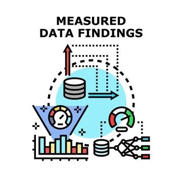 Measured data findings analysis and processing visualization Stock Illustration