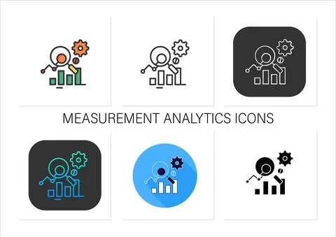 Measurement analytics icons set 스톡 일러스트