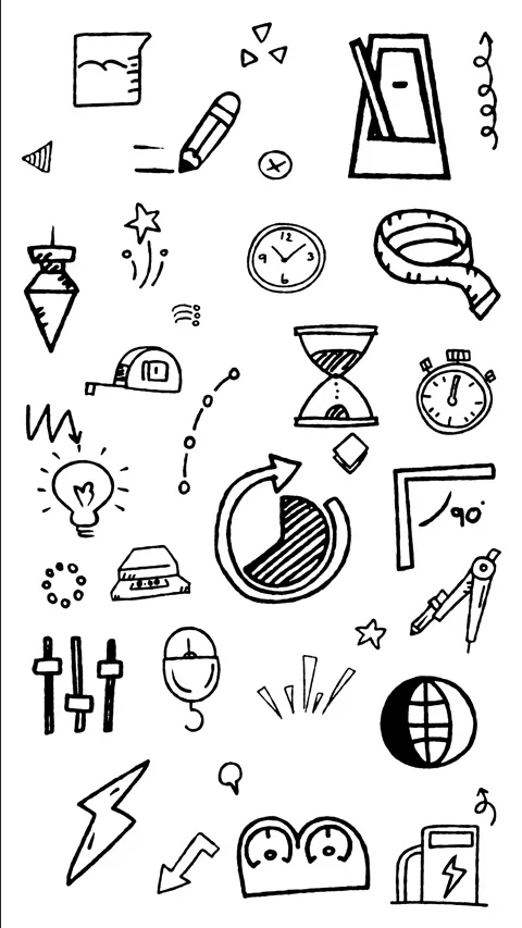 Measurement and Geometry Tools Line Art Motion Graphic Vertical Stock Footage 344765440