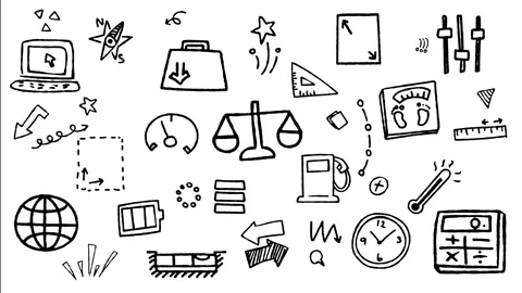 Measurement and Geometry Tools Line Art Motion Graphic Stock Footage 344765443