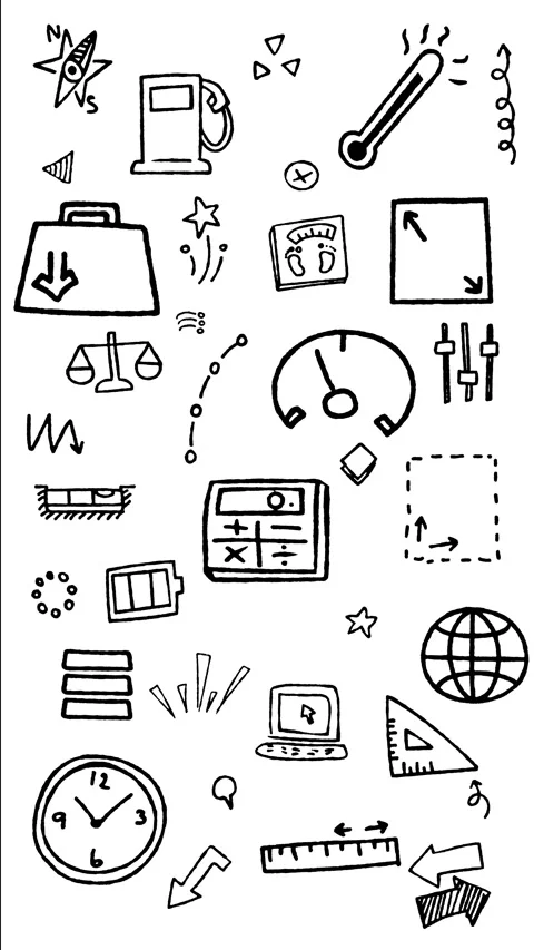 Measurement and Geometry Tools Line Art Motion Graphic Vertical Stock Footage 344765445