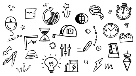 Measurement and Geometry Tools Line Art Motion Graphic Stock Footage 344765446