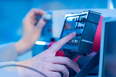 Measurement in the electronics laboratory Stock Photos
