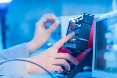 Measurement in the electronics laboratory Stock Photos