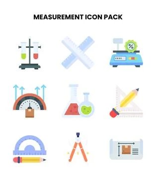 Measurement Flat Bundle Icons Pack Stock Illustration