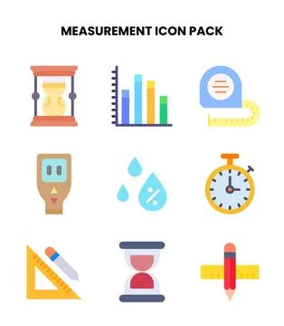 Measurement Flat Bundle Icons Pack Ilustración de archivo