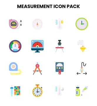 Measurement Flat Design Icons Pack Stock Illustration