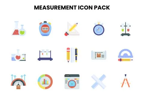 Measurement Flat Graphics Icons Pack Illustrazione stock
