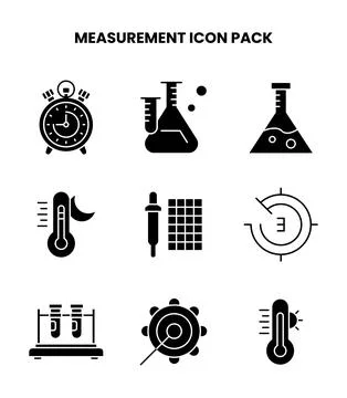 Measurement Glyph Vector Icons Pack 스톡 일러스트