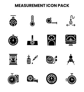 Measurement Glyph Vector Icons Pack Stock Illustration