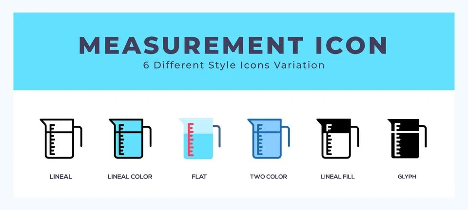 Measurement icon set with different styles. Design elements for logo. Vecto.. Illustrazione stock