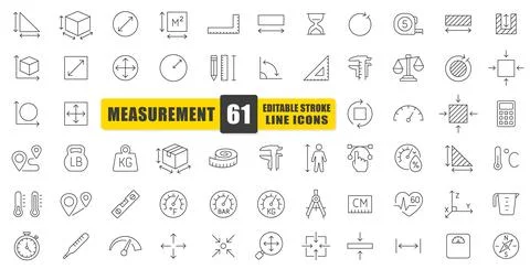 Measurement Line Icon Vector Set Stock Illustration
