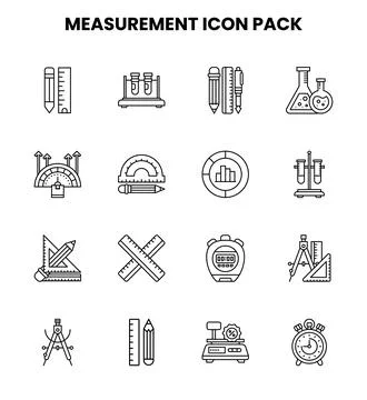 Measurement Line Vector Icons Pack Stock Illustration