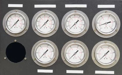 Measurement of machine with seven instruments Stock Photos