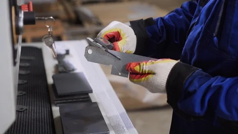 Measurement of metal part. Width measuring of detail component Stock Footage 122808995