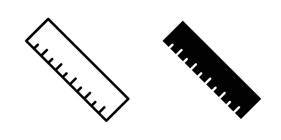 Measurement ruler icon vector concepts, line and silhouette style Stock Illustration