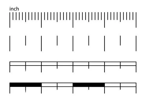 Measurement scale ruler or scale length measurement metric and inch diagrams. Stock Illustration