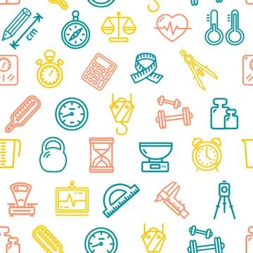 Measurement Signs Seamless Pattern Background on a White. Vector Stock Illustration