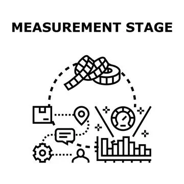 Measurement stage planning process with data analysis Stock Illustration