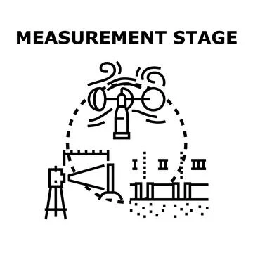 Measurement stage process with engineering surveying tools Stock Illustration