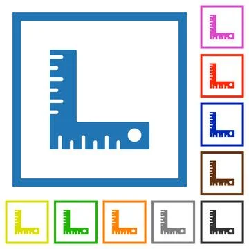 Measurement tool solid flat framed icons Stockillustratie