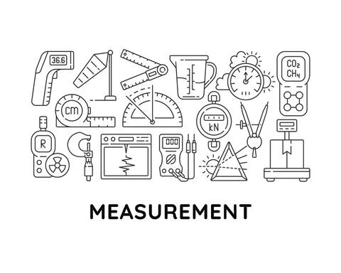 Measurement tools abstract linear concept layout with headline Stock Illustration