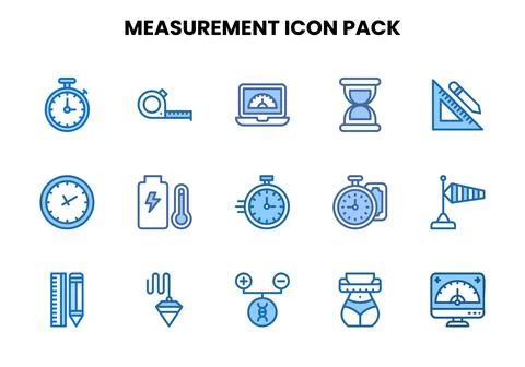 Measurement Two Colour Bundle Icons Pack Stock Illustration