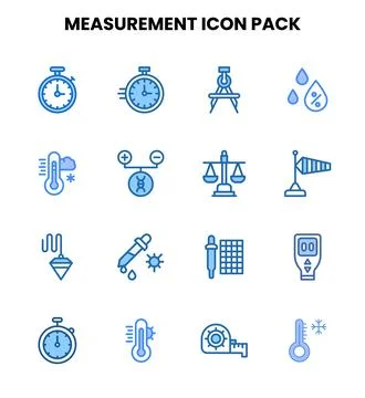 Measurement Two Colour Vector Icons Pack Stock Illustration