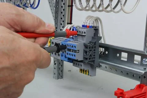 Measurement of the voltage. Stock Photos