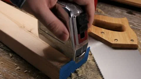 Measuring 2 x 4's with a tape measure Video stock 20745237