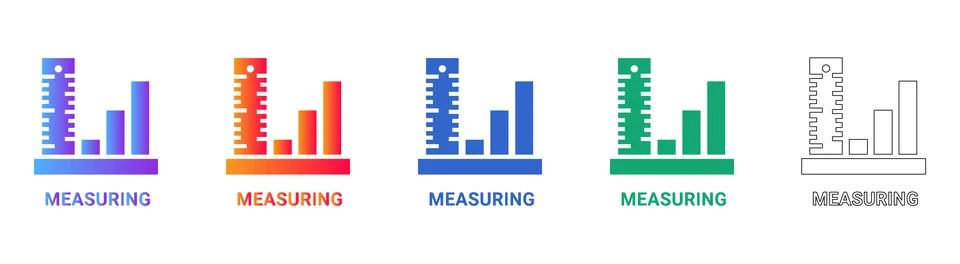 Measuring and Quantitative Analysis Ruler Icons Stock Illustration