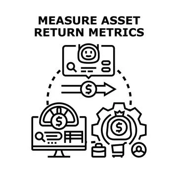 Measuring asset return metrics and financial performance data Stock Illustration