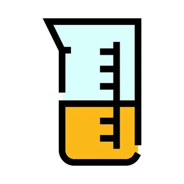 Measuring beaker with liquid for science experiment Stock Illustration