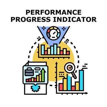 Measuring business performance and progress indicators concept Stock Illustration