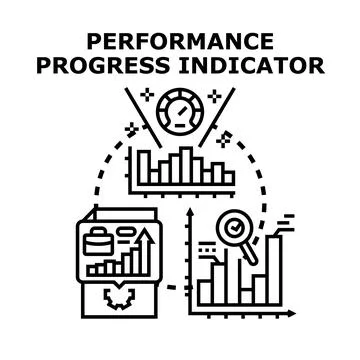 Measuring business performance and progress indicators concept Stock Illustration