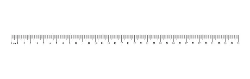 Measuring chart with 35 centimeters. Ruler scale with numbers. Length Stock Illustration