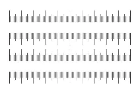 Measuring charts with 10 centimeters set. Ruler scale without numbers, ten cm Illustrazione stock