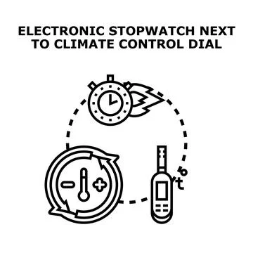 Measuring climate control temperature and managing time concept Stock Illustration