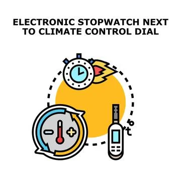Measuring climate control temperature and managing time concept Stock Illustration